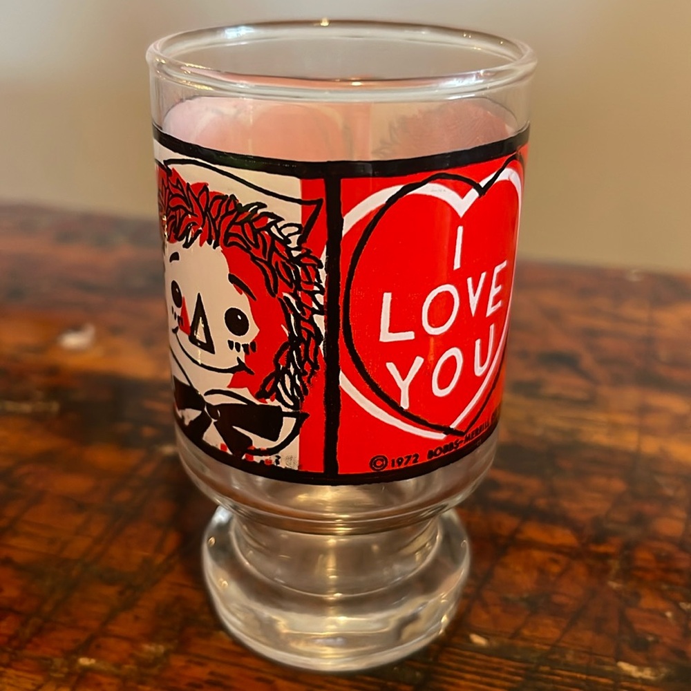 Raggedy Ann and Andy, I love you glass